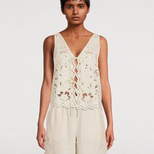 SOLEIL SOLEIL Kaia Embroidered Linen Top